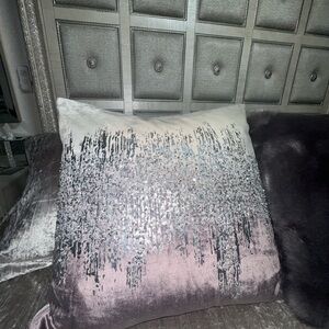 Elegant Silver and Gray Decorative Pillow